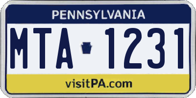 PA license plate MTA1231