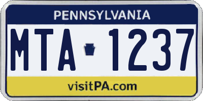 PA license plate MTA1237