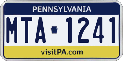 PA license plate MTA1241