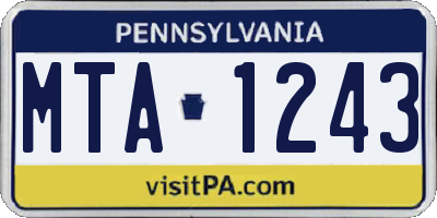 PA license plate MTA1243