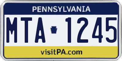 PA license plate MTA1245