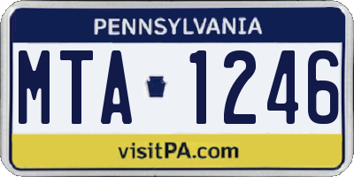 PA license plate MTA1246