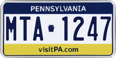 PA license plate MTA1247