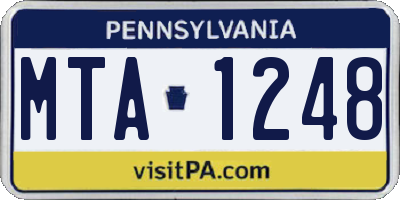 PA license plate MTA1248