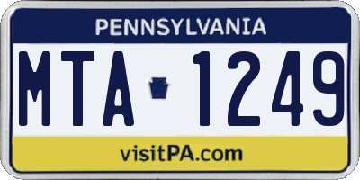 PA license plate MTA1249