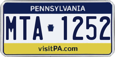PA license plate MTA1252