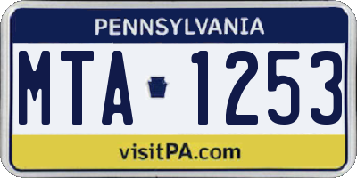 PA license plate MTA1253