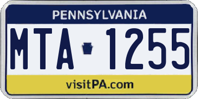 PA license plate MTA1255