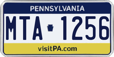 PA license plate MTA1256