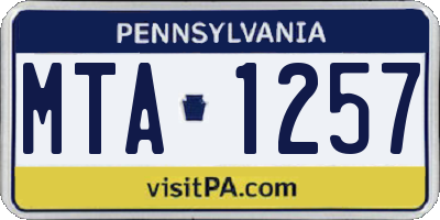 PA license plate MTA1257