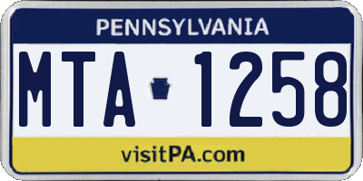 PA license plate MTA1258
