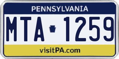 PA license plate MTA1259