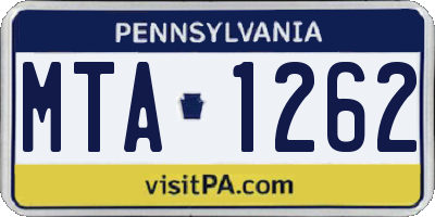 PA license plate MTA1262