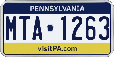 PA license plate MTA1263
