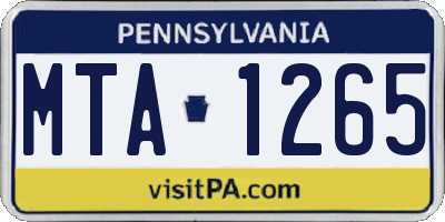 PA license plate MTA1265