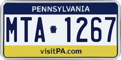 PA license plate MTA1267