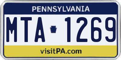 PA license plate MTA1269