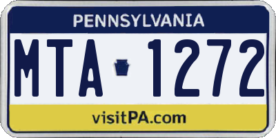 PA license plate MTA1272