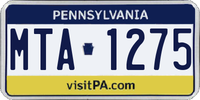 PA license plate MTA1275