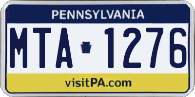PA license plate MTA1276