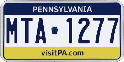 PA license plate MTA1277