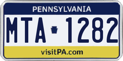 PA license plate MTA1282