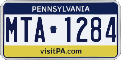 PA license plate MTA1284