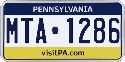 PA license plate MTA1286