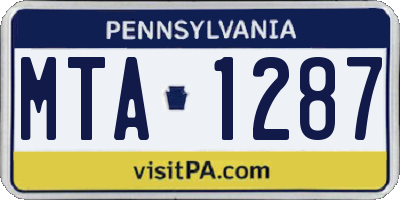 PA license plate MTA1287