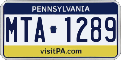 PA license plate MTA1289