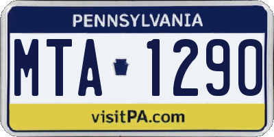 PA license plate MTA1290