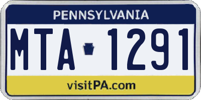 PA license plate MTA1291