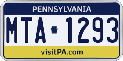 PA license plate MTA1293