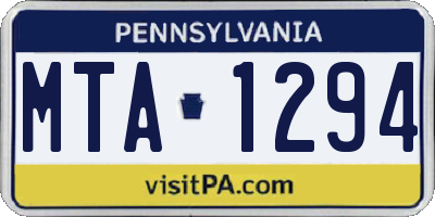 PA license plate MTA1294