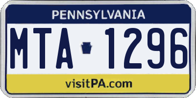 PA license plate MTA1296