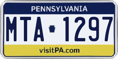 PA license plate MTA1297