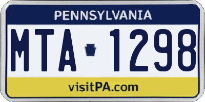 PA license plate MTA1298
