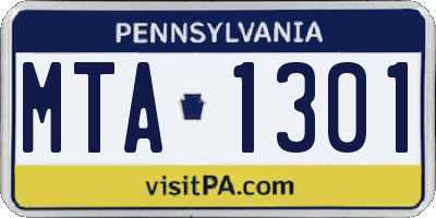 PA license plate MTA1301