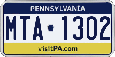 PA license plate MTA1302