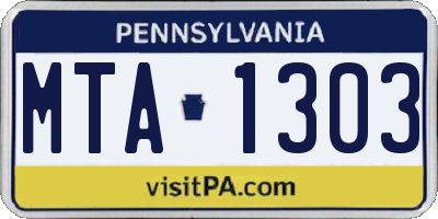 PA license plate MTA1303