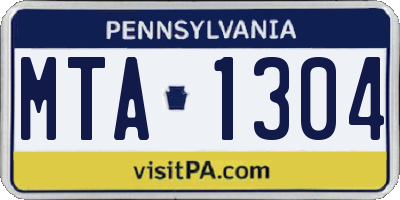 PA license plate MTA1304