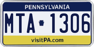 PA license plate MTA1306