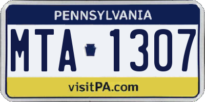 PA license plate MTA1307