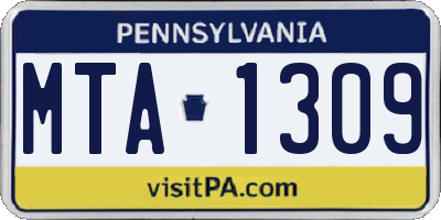 PA license plate MTA1309