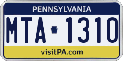PA license plate MTA1310