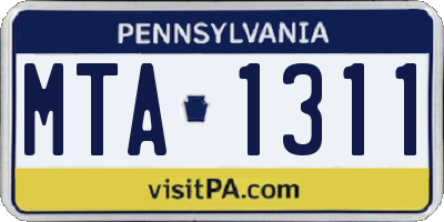 PA license plate MTA1311
