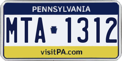 PA license plate MTA1312