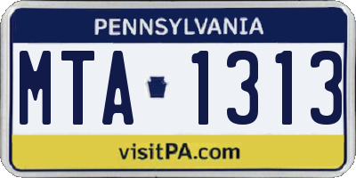 PA license plate MTA1313