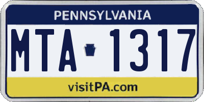 PA license plate MTA1317