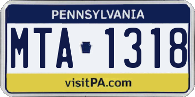 PA license plate MTA1318